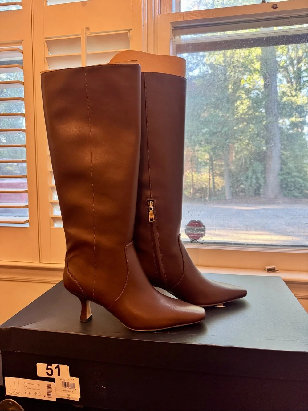 Coach Sculpted C Tall Dark Brown Leather Over-the-Knee Boots with Gold Accent
